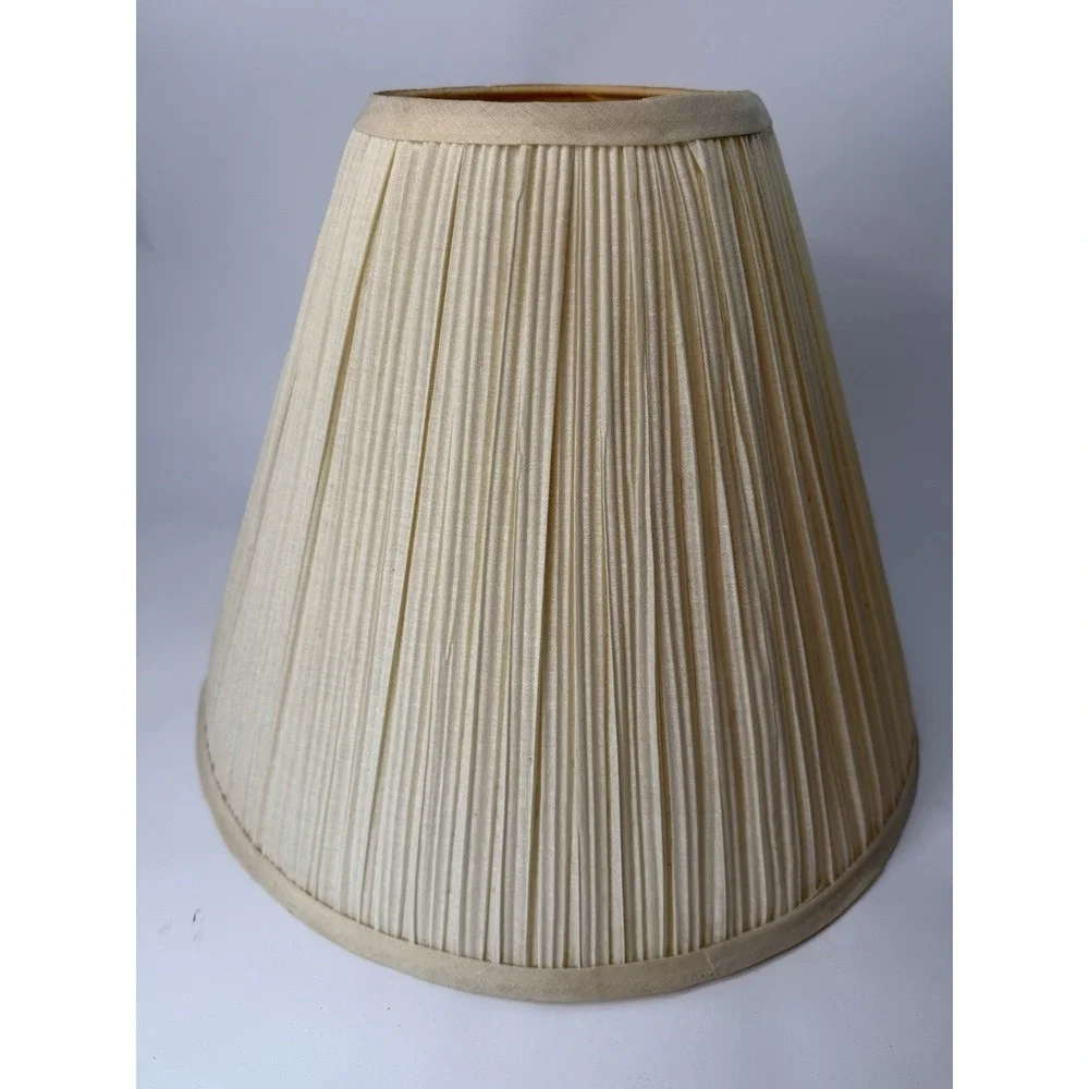 Vintage Ivory Pleated Fabric Large Lamp Shade 12x16